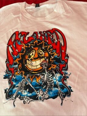 Men’s Graphic Tee with Colorful Skull Sun Print Sz Xl Or 4x New